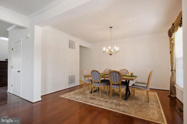 Chandelier, Dining room, Interior, Wood Texture Flooring
