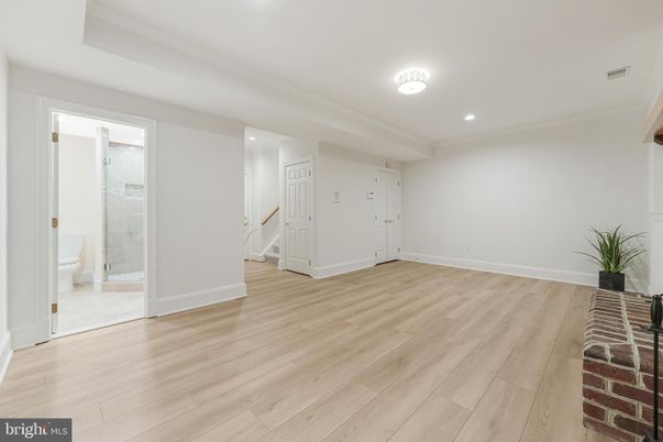 Bathroom, Empty room, Interior, Recessed Lighting, Wood Texture Flooring