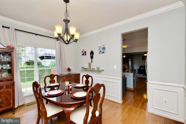 Chandelier, Dining room, Interior, Pendant Lights, Wood Texture Flooring