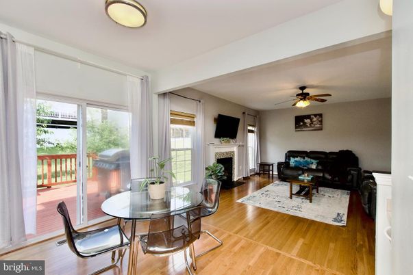 Dining room, Fireplace, Interior, Living room, Wood Texture Flooring