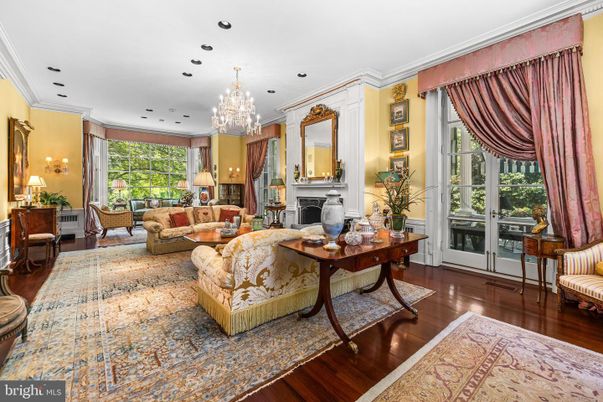 Chandelier, Fireplace, Interior, Living room, Recessed Lighting, Wood Texture Flooring