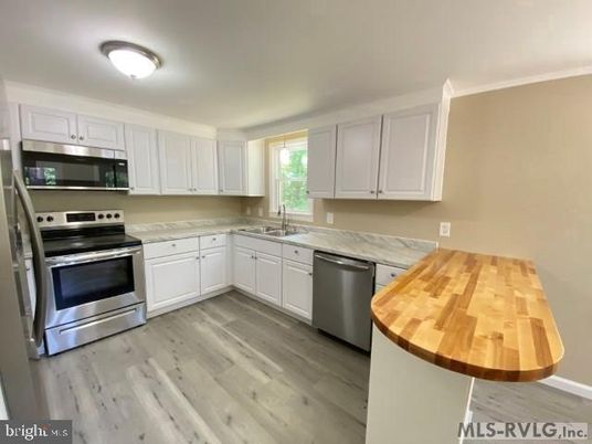 Interior, Kitchen, Stainless Steel Appliances, Wood Texture Flooring