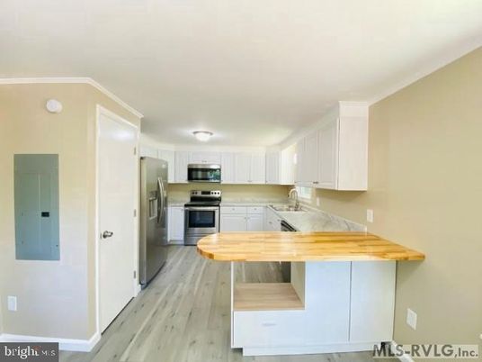 Interior, Kitchen, Stainless Steel Appliances, Wood Texture Flooring