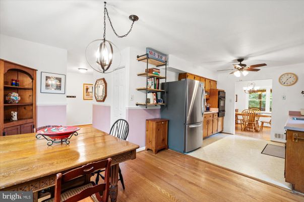 Dining room, Interior, Kitchen, Pendant Lights, Wood Texture Flooring