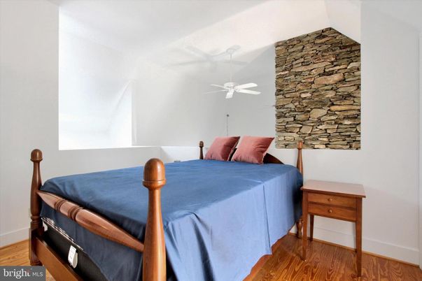 Bedroom, Interior, Stone Walls, Wood Texture Flooring