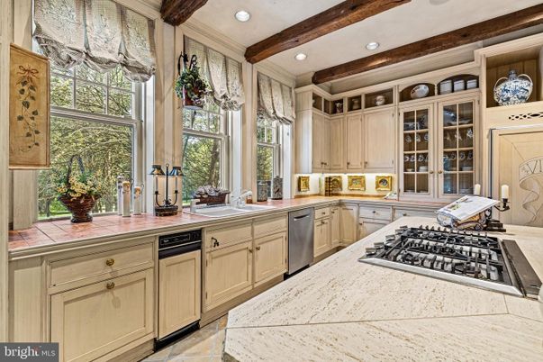 Interior, Kitchen, Recessed Lighting, Stainless Steel Appliances, Wooden Beams