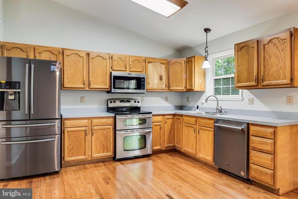 Interior, Kitchen, Pendant Lights, Stainless Steel Appliances, Wood Texture Flooring