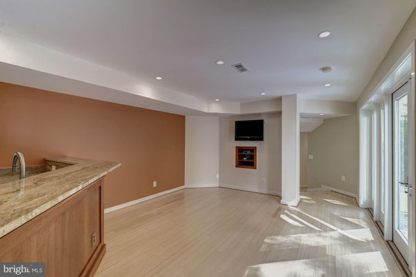 Fireplace, Interior, Recessed Lighting, Wood Texture Flooring