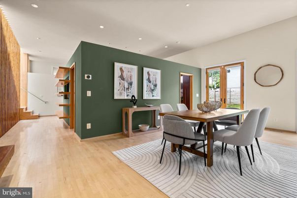 Dining room, Interior, Recessed Lighting, Wood Texture Flooring