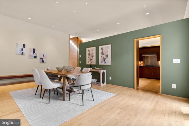 Dining room, Interior, Recessed Lighting, Wood Texture Flooring