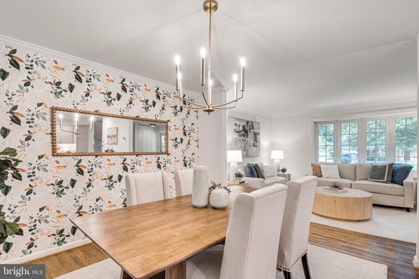 Dining room, Interior, Living room, Pendant Lights, Wood Texture Flooring