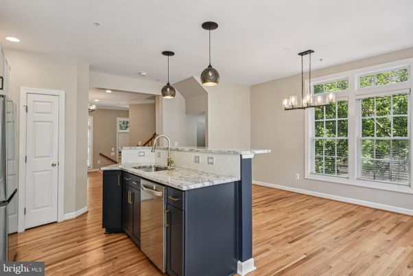 Interior, Kitchen, Pendant Lights, Recessed Lighting, Wood Texture Flooring