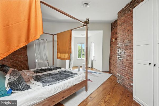 Bedroom, Interior, Stone Walls, Wood Texture Flooring