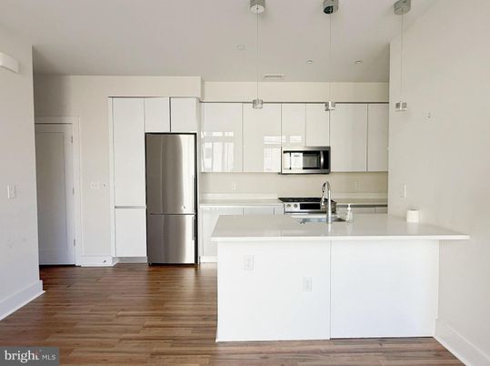 Interior, Kitchen, Pendant Lights, Stainless Steel Appliances, Wood Texture Flooring