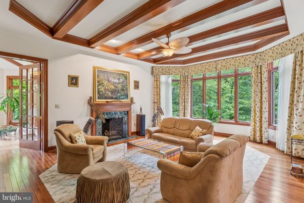 Fireplace, Interior, Living room, Recessed Lighting, Wooden Beams, Wood Texture Flooring
