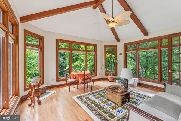 Dining room, Interior, Sun Room, Wooden Beams, Wood Texture Flooring
