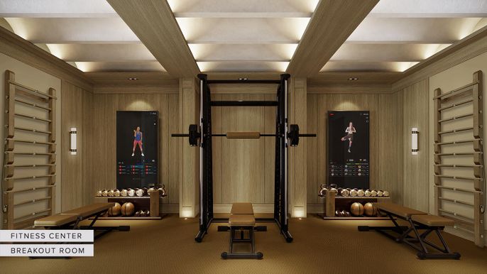 Fitness Equipment, Interior, Wooden Walls