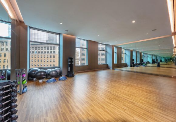 Fitness Equipment, Interior, Recessed Lighting, Wood Texture Flooring