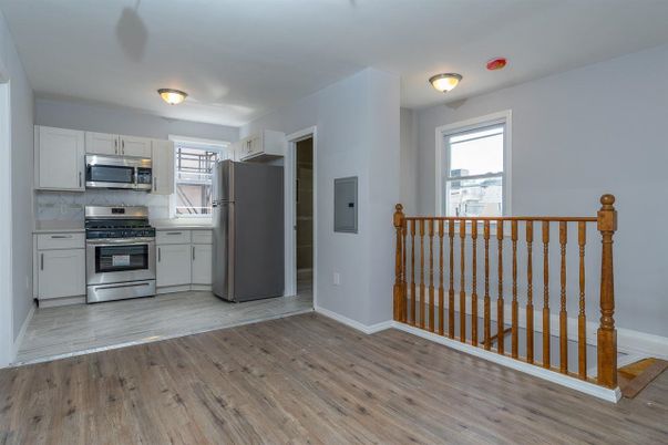 Interior, Kitchen, Stainless Steel Appliances, Wood Texture Flooring