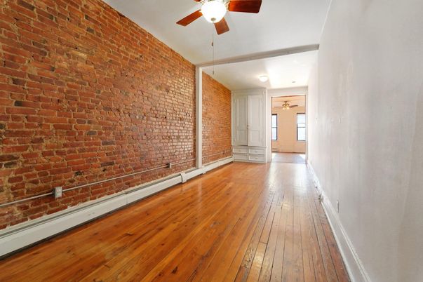 Empty room, Interior, Stone Walls, Wood Texture Flooring