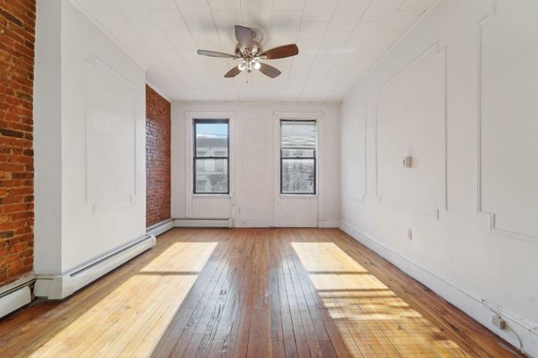 Empty room, Interior, Stone Walls, Wood Texture Flooring