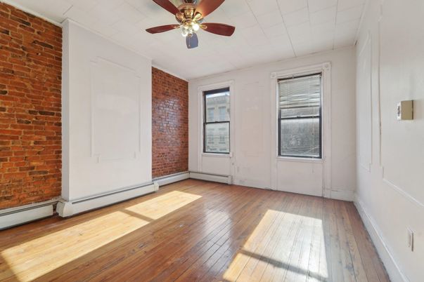 Empty room, Interior, Stone Walls, Wood Texture Flooring