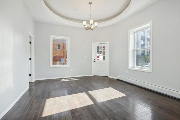 Chandelier, Empty room, Interior, Wood Texture Flooring