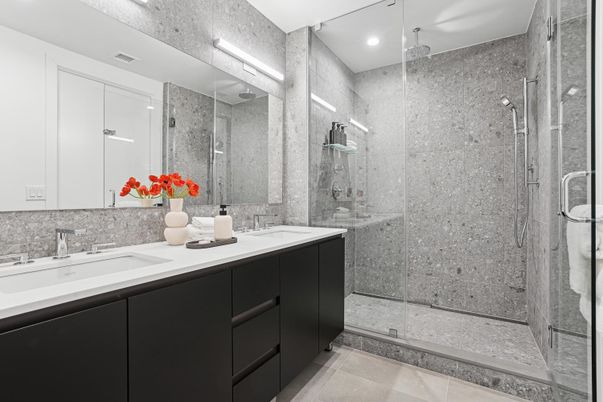 Bathroom, Dual Sink Vanities, Glass Shower, Interior, Recessed Lighting