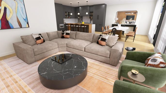 Dining room, Interior, Kitchen, Living room, Pendant Lights, Recessed Lighting