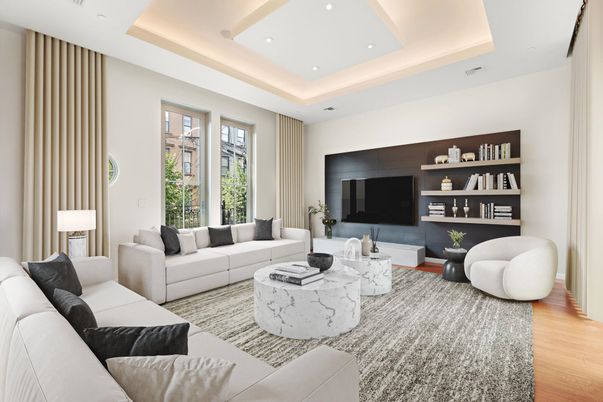 Interior, Living room, Recessed Lighting, Wood Texture Flooring