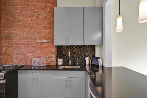 Interior, Kitchen, Pendant Lights, Stone Walls
