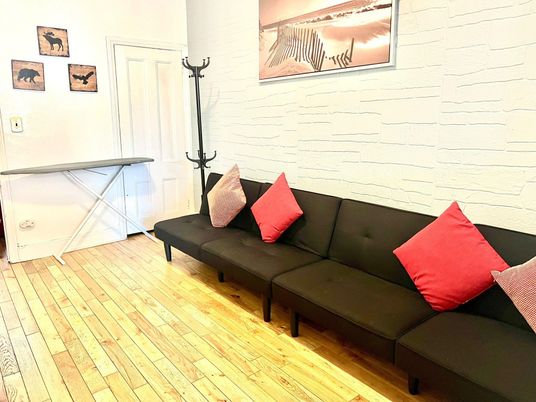 Interior, Living room, Stone Walls, Wood Texture Flooring