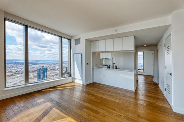 Empty room, Interior, Kitchen, Recessed Lighting, Wood Texture Flooring
