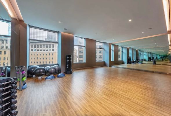 Fitness Equipment, Interior, Recessed Lighting, Wood Texture Flooring