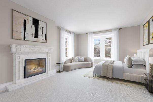 Bedroom, Fireplace, Interior