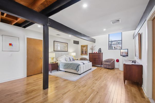 Bedroom, Interior, Recessed Lighting, Wooden Beams, Wooden Ceilings, Wood Texture Flooring