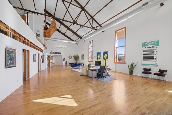 Home Office, Interior, Pendant Lights, Wooden Beams, Wood Texture Flooring