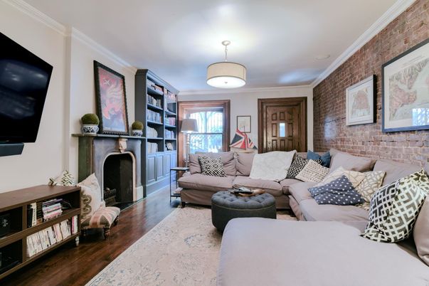 Fireplace, Interior, Living room, Stone Walls, Wood Texture Flooring