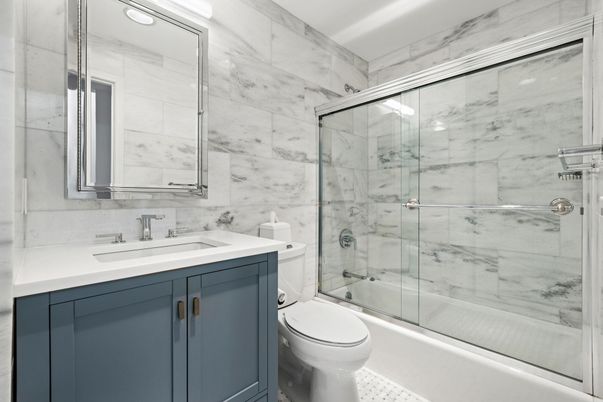 Bathroom, Glass Shower, Interior, Marble Walls