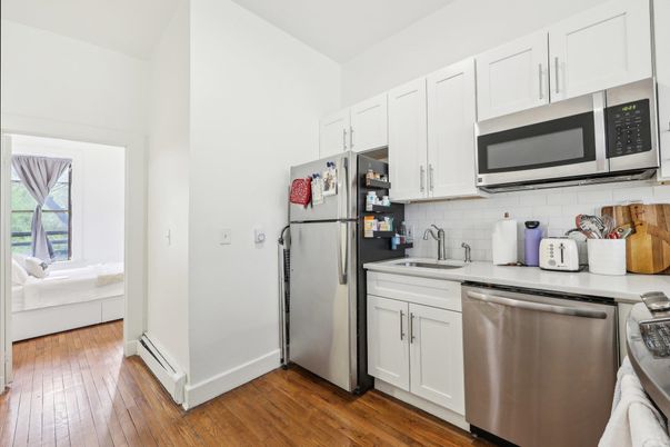 Interior, Kitchen, Stainless Steel Appliances, Wood Texture Flooring
