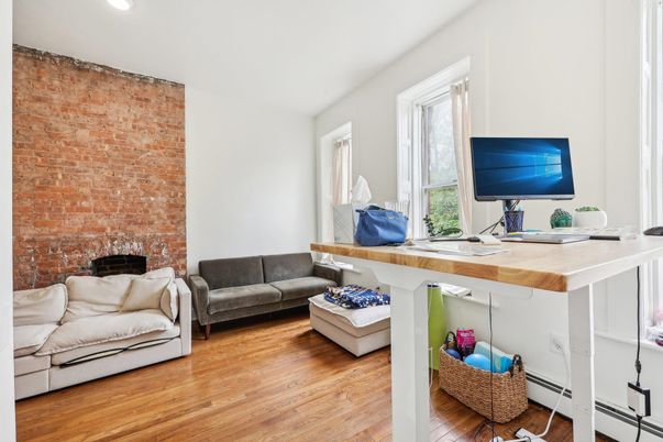 Home Office, Interior, Recessed Lighting, Stone Walls, Wood Texture Flooring