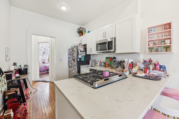 Interior, Kitchen, Recessed Lighting, Wood Texture Flooring