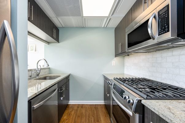 Interior, Kitchen, Stainless Steel Appliances, Wood Texture Flooring