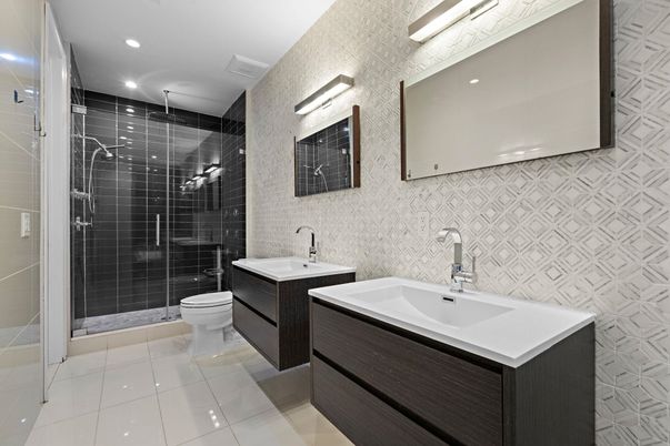 Bathroom, Dual Sink Vanities, Glass Shower, Interior, Recessed Lighting