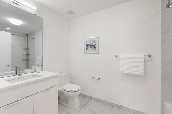Bathroom, Interior, Marble Walls, Recessed Lighting