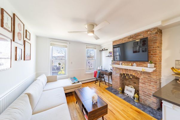 Fireplace, Interior, Living room, Stone Walls, Wood Texture Flooring