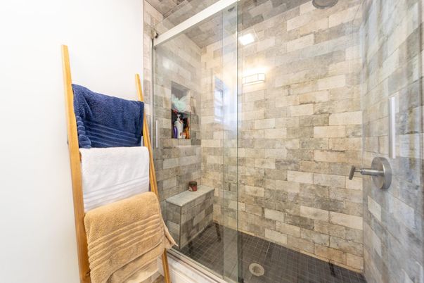 Bathroom, Glass Shower, Interior, Stone Walls