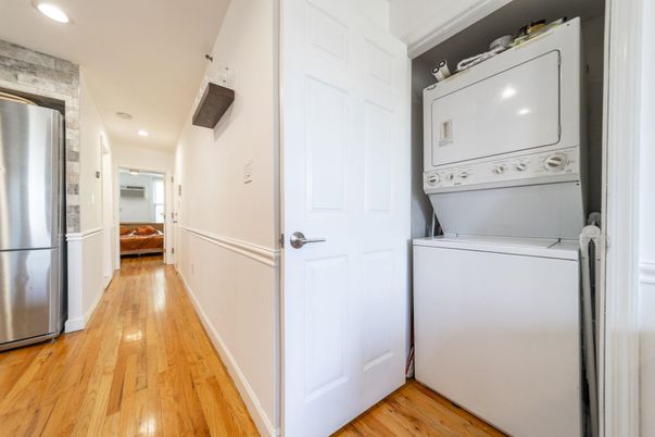 Interior, Recessed Lighting, Utility Closets, Washer, Wood Texture Flooring