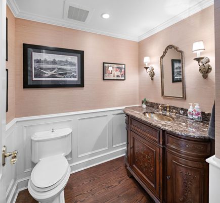 Bathroom, Interior, Recessed Lighting, Wood Texture Flooring