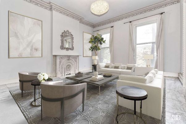 Chandelier, Fireplace, Interior, Living room